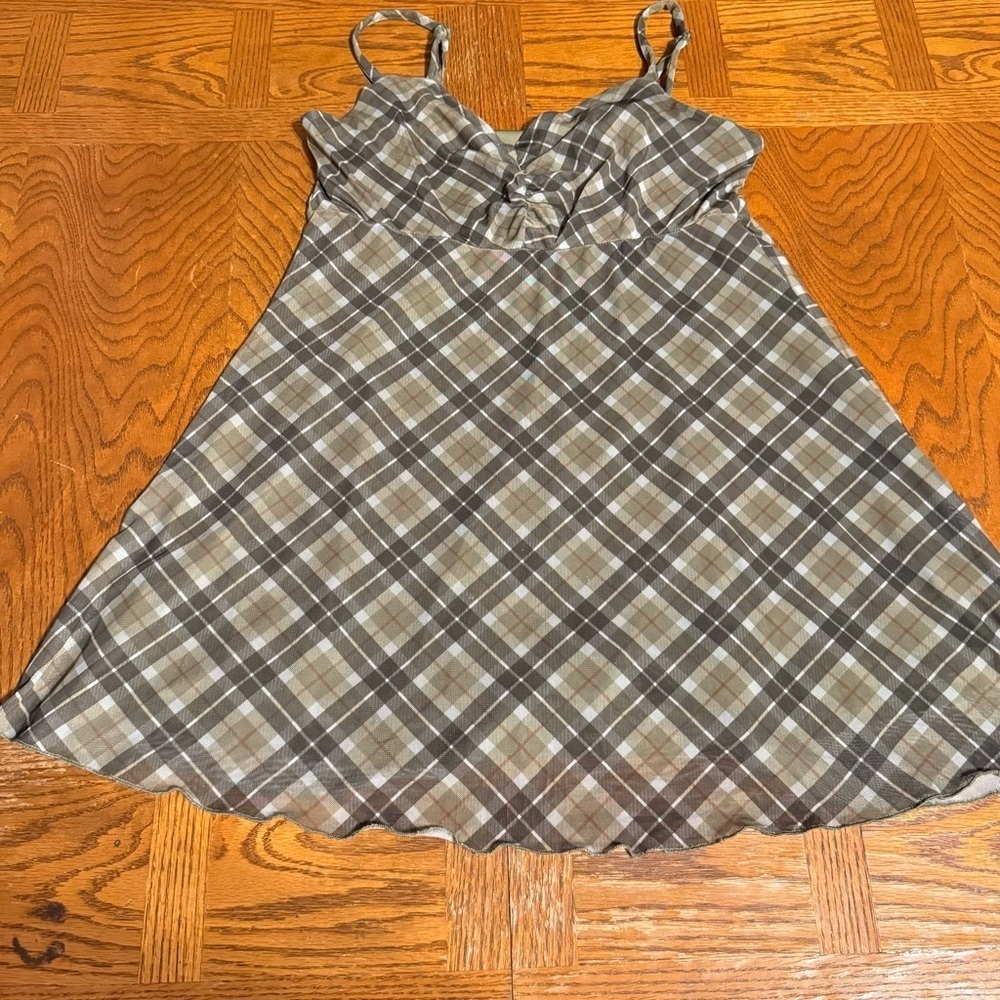 Hot Topic Social Collision Green Plaid Mesh Mini Dress Sz S Y2K Retro Inspired - Picture 4 of 16